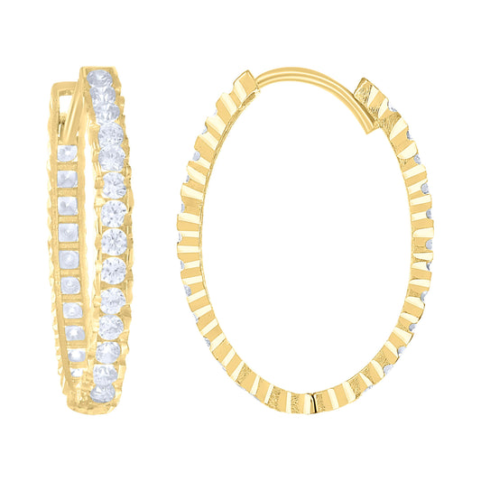 14Kt Gold Cz Hoop Earings