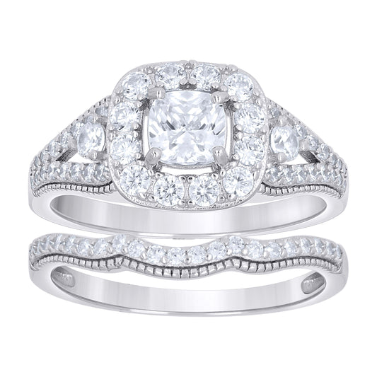 925 Sterling Silver Cz Duo Ring S6