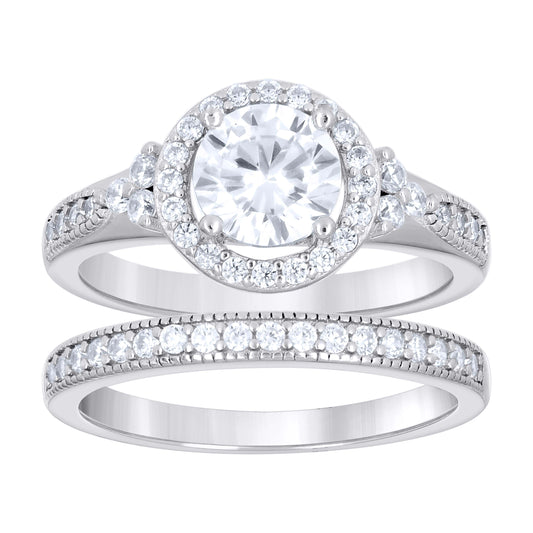925 Sterling Silver Cz Duo Ring S6