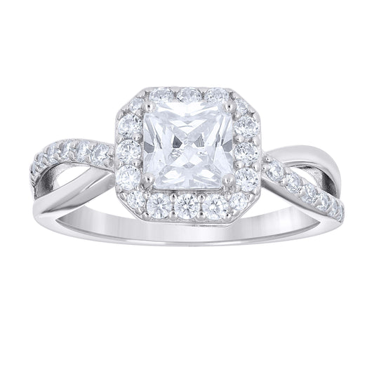 925 Sterling Silver Cz Ring S6