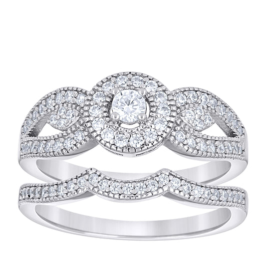 925 Sterling Silver Cz Duo Ring S6