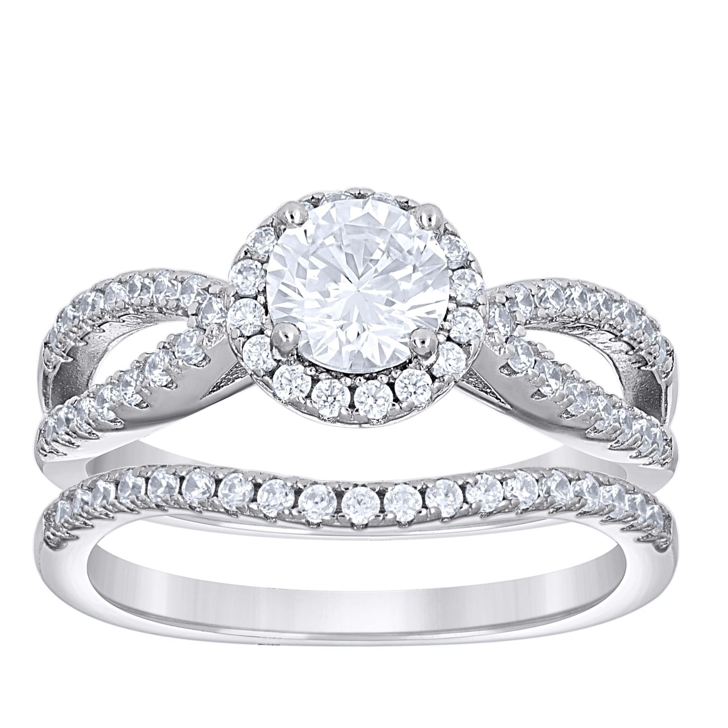 925 Sterling Silver Cz Duo Ring S6