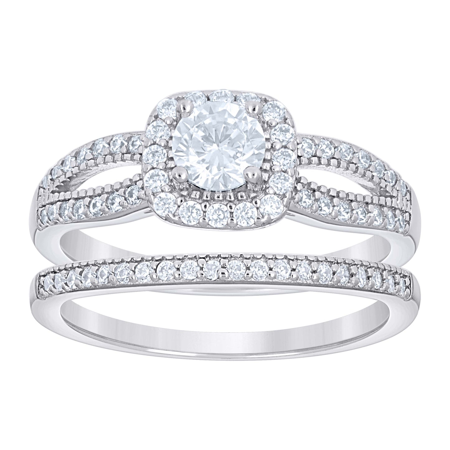 925 Sterling Silver Cz Duo Ring S6