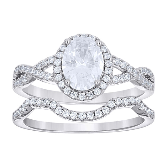 925 Sterling Silver Cz Duo Ring S6