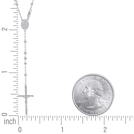 925 Sterling Silver Rosary Rhodium 4mm