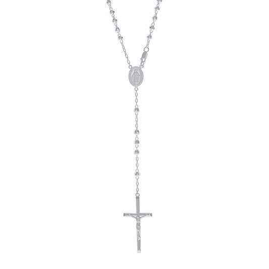 925 Sterling Silver Rosary Rhodium 4mm