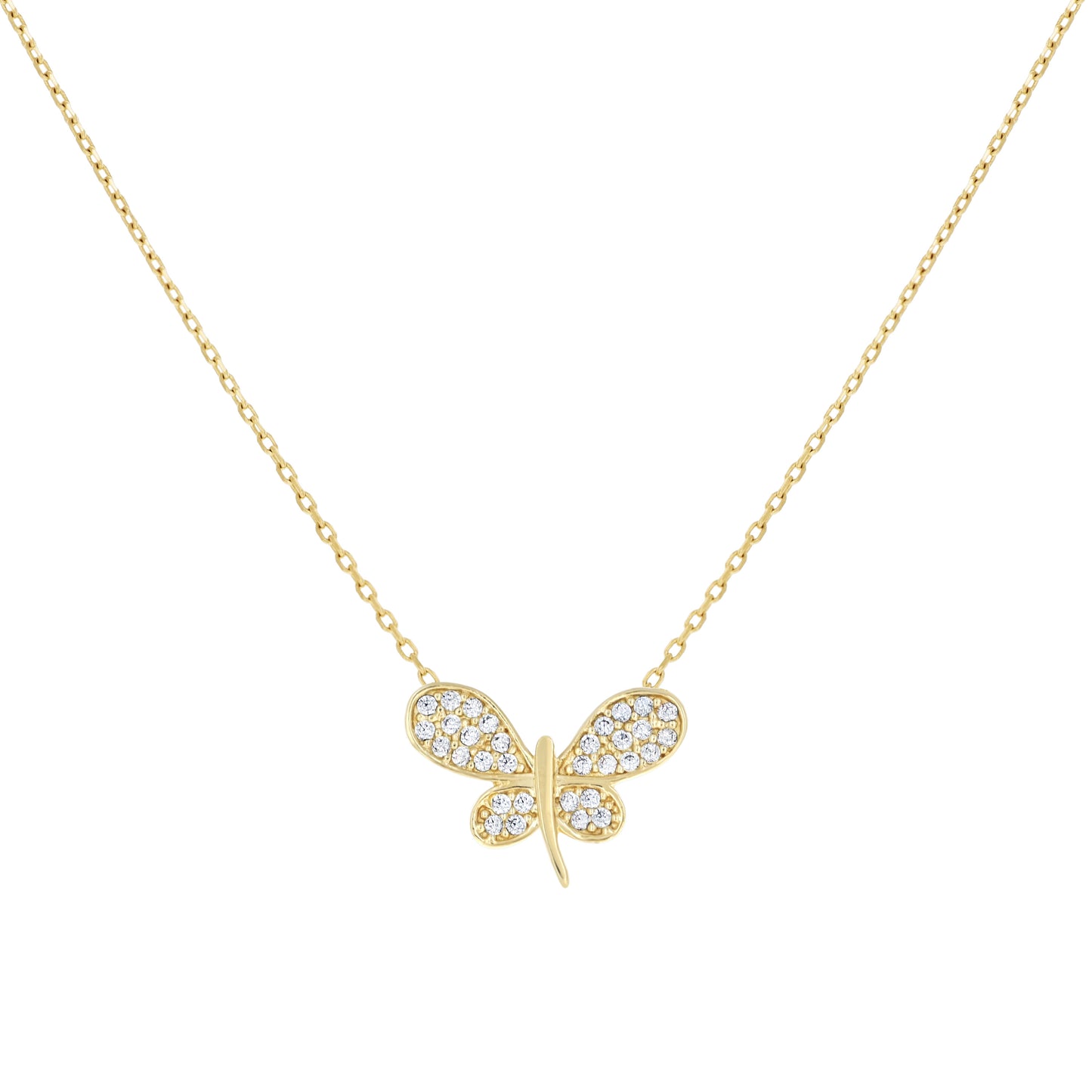14Kt Gold Cz Necklace 18" (16"+2")