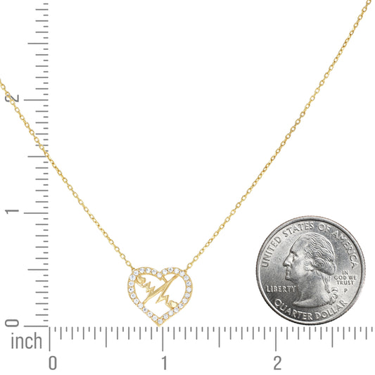 14Kt Gold Cz Necklace 18" (16"+2")