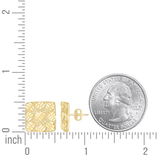 10Kt Gold Square Nugget Earrings
