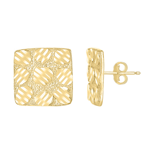 10Kt Gold Square Nugget Earrings