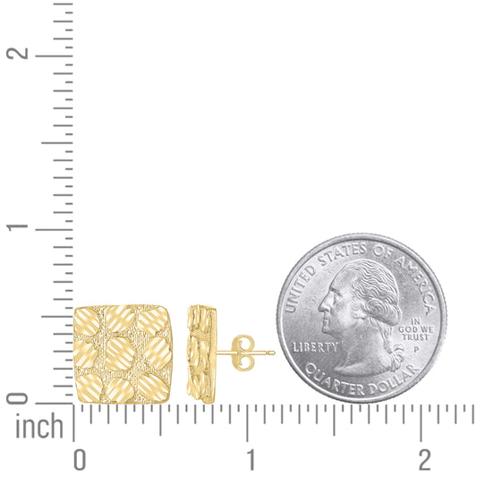 10Kt Gold Square Nugget Earrings