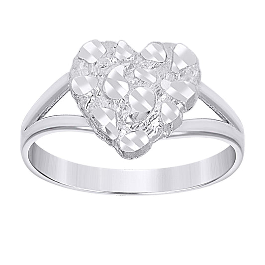 925 Sterling Silver Heart Nugget Ring
