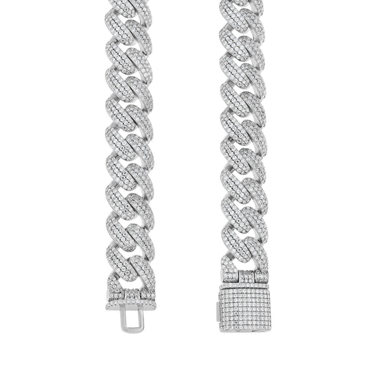 925 Sterling Silver 12mm Moissanite Chain