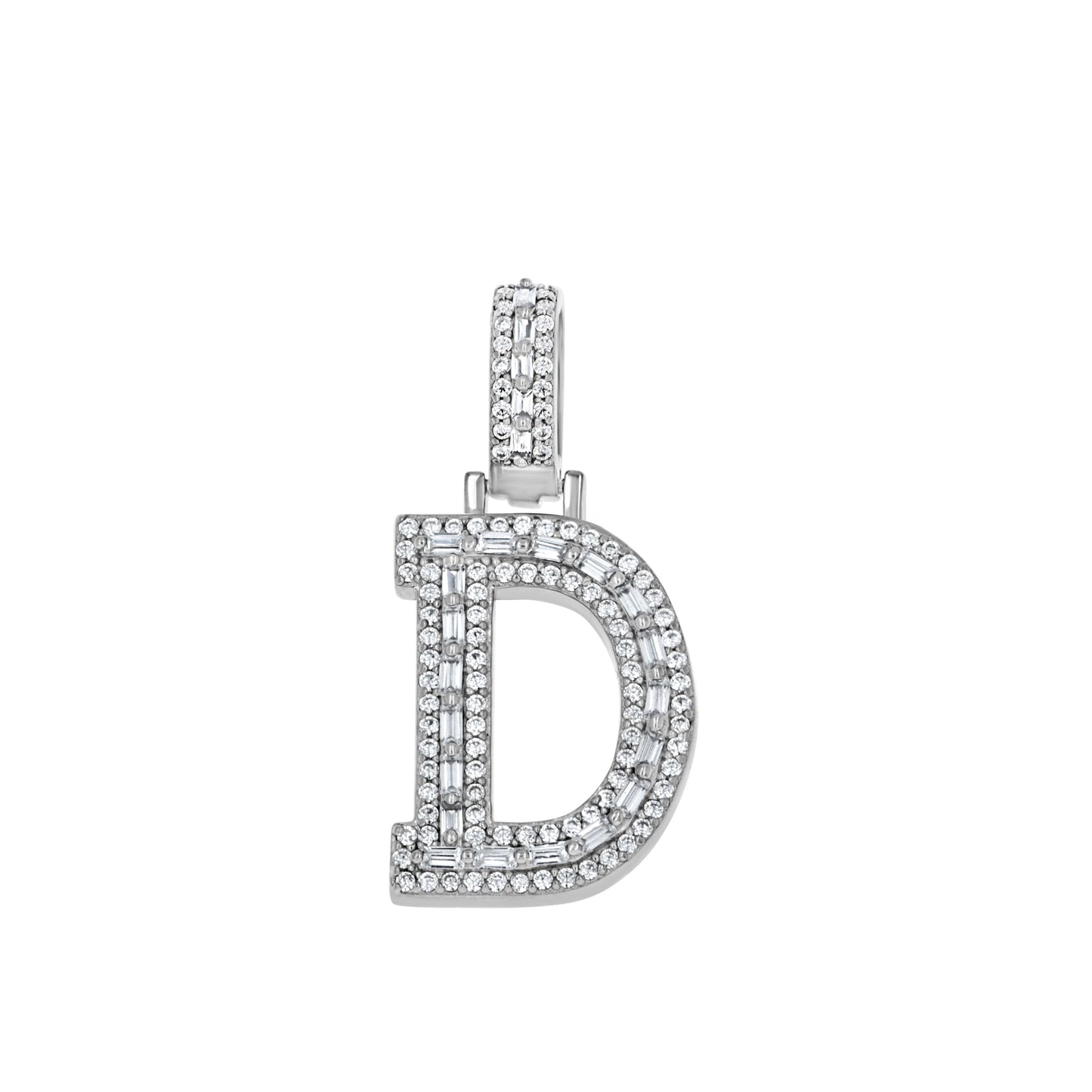 925 Sterling Silver Cz Initial Letter Pendant "D"
