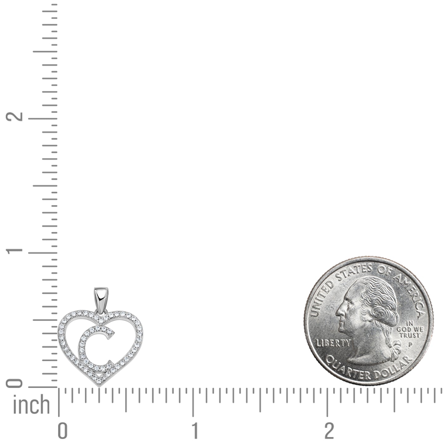 925 Sterling Silver Cz Initial Letter Pendant "C"