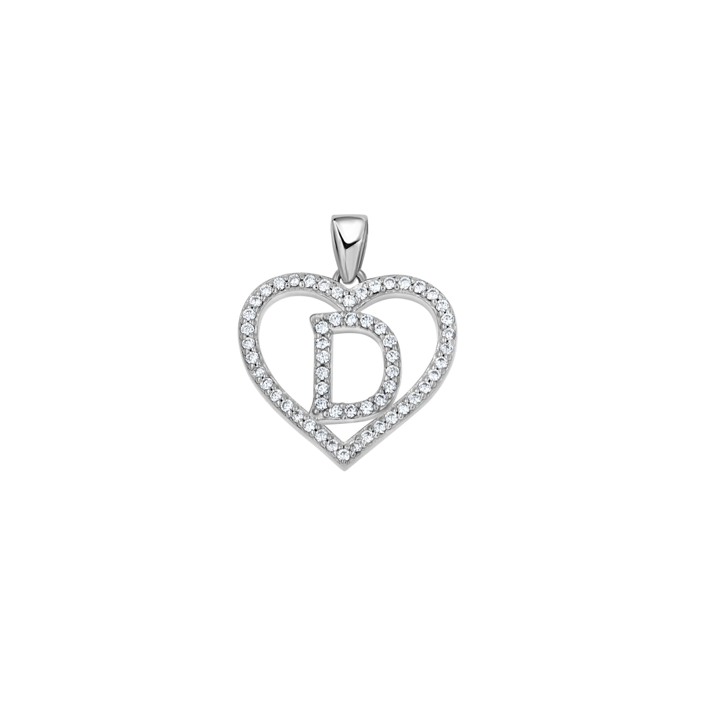 925 Sterling Silver Cz Initial Letter Pendant "D"