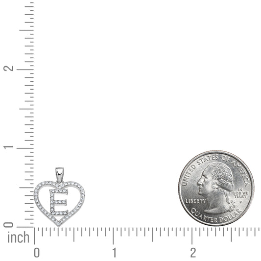 925 Sterling Silver Cz Initial Letter Pendant "E"