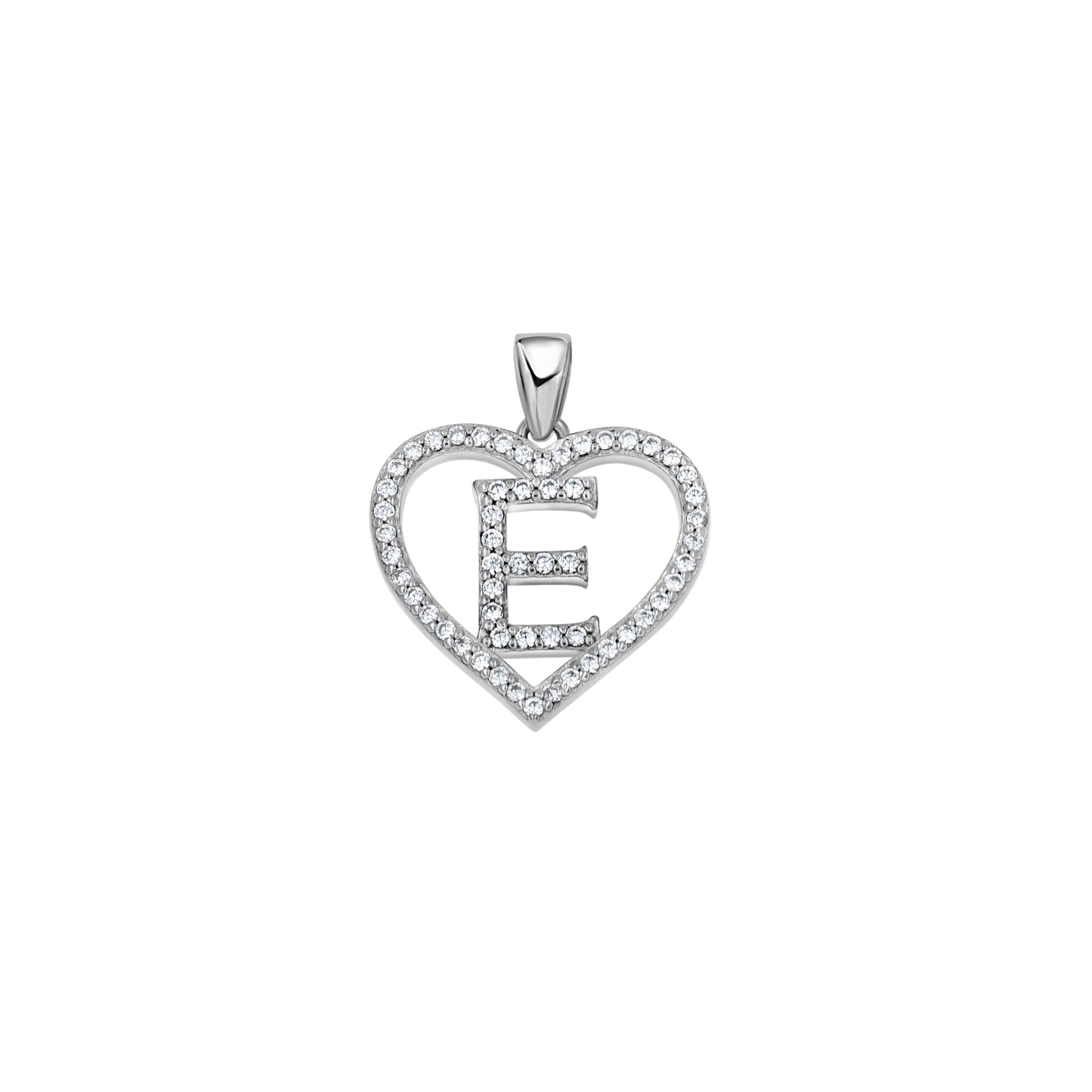 925 Sterling Silver Cz Initial Letter Pendant "E"