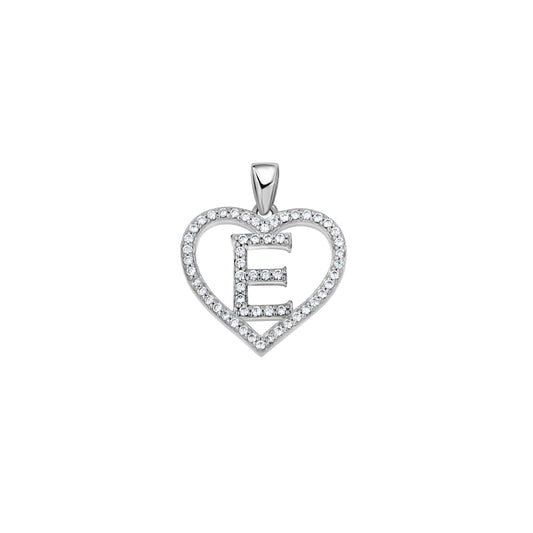 925 Sterling Silver Cz Initial Letter Pendant "E"
