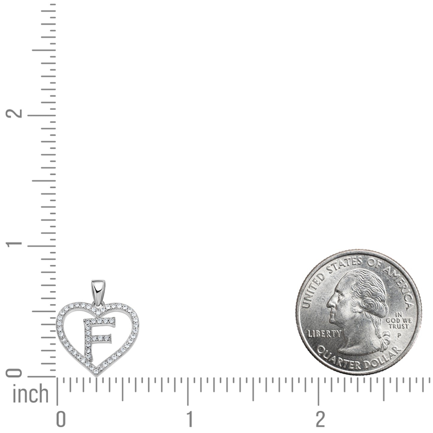 925 Sterling Silver Cz Initial Letter Pendant "F"