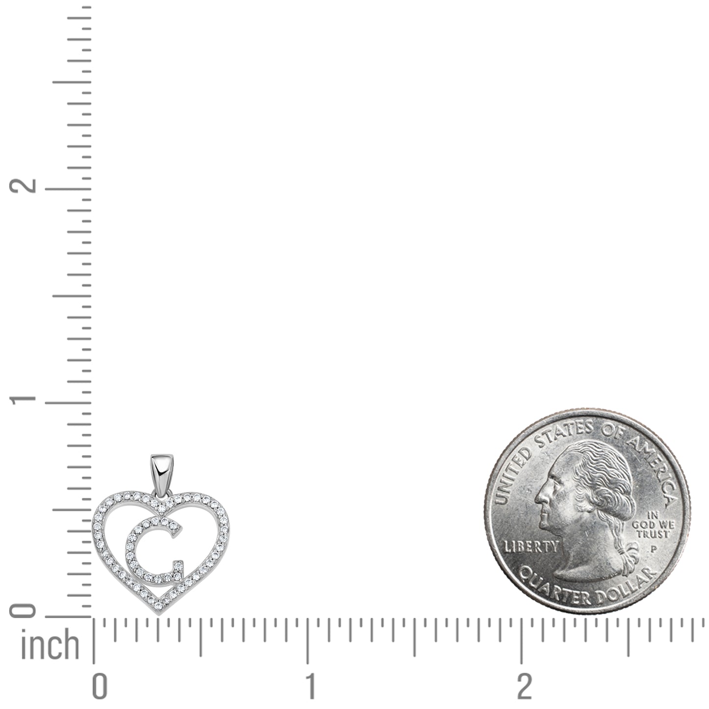 925 Sterling Silver Cz Initial Letter Pendant "G"