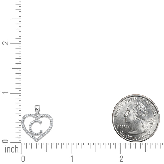 925 Sterling Silver Cz Initial Letter Pendant "G"