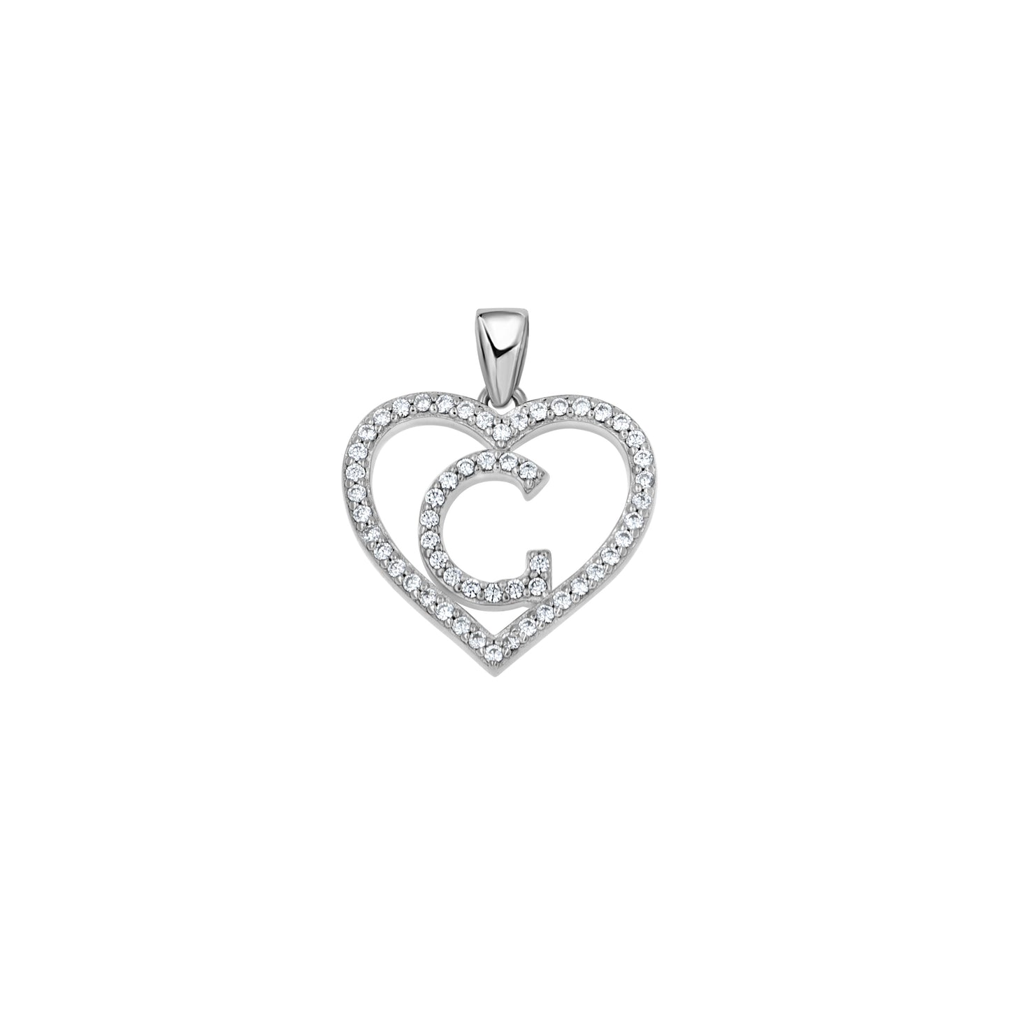 925 Sterling Silver Cz Initial Letter Pendant "G"