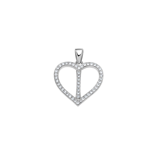 925 Sterling Silver Cz Initial Letter Pendant "I"