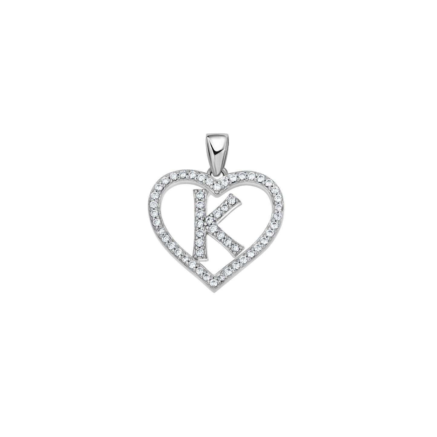 925 Sterling Silver Cz Initial Letter Pendant "K"