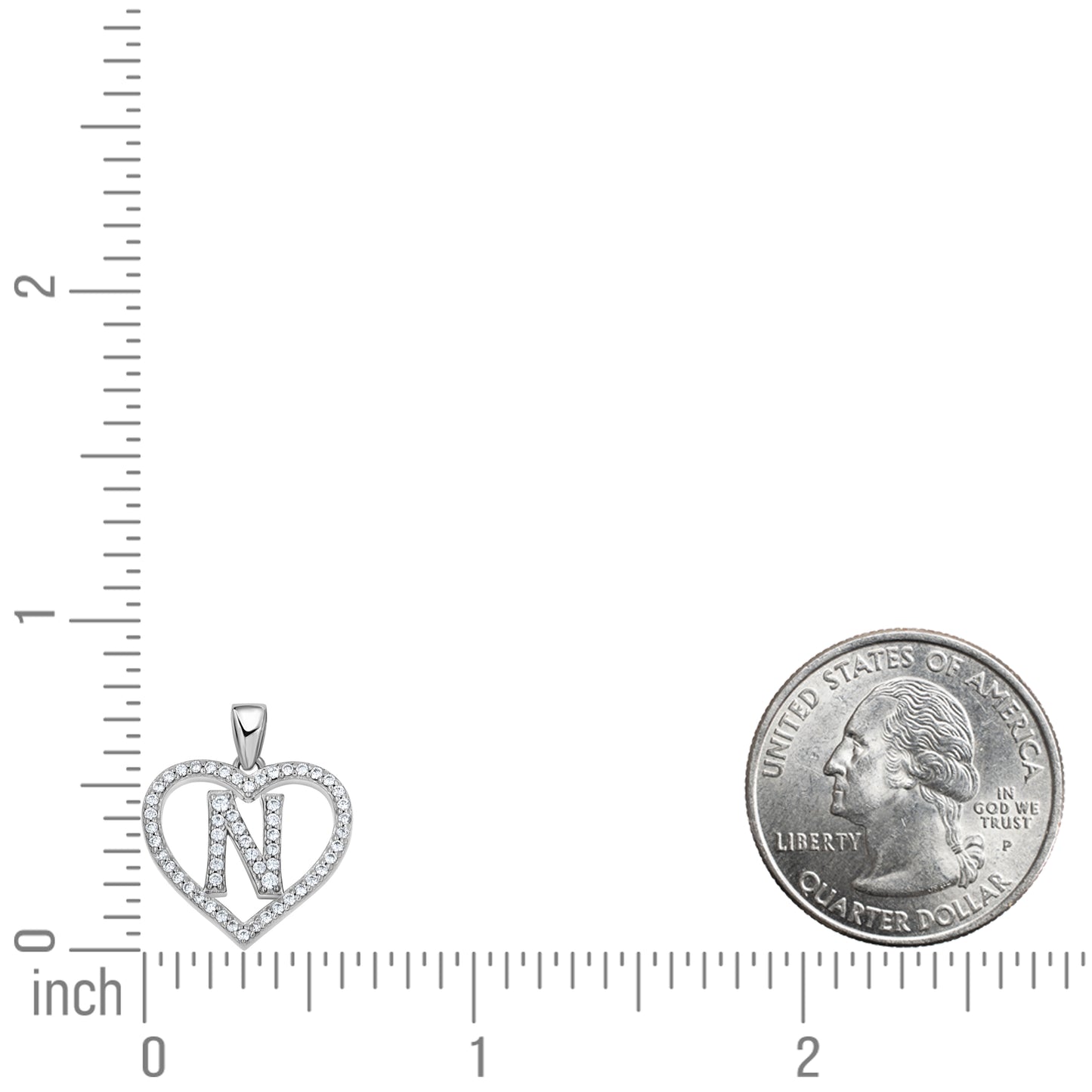 925 Sterling Silver Cz Initial Letter Pendant "N"