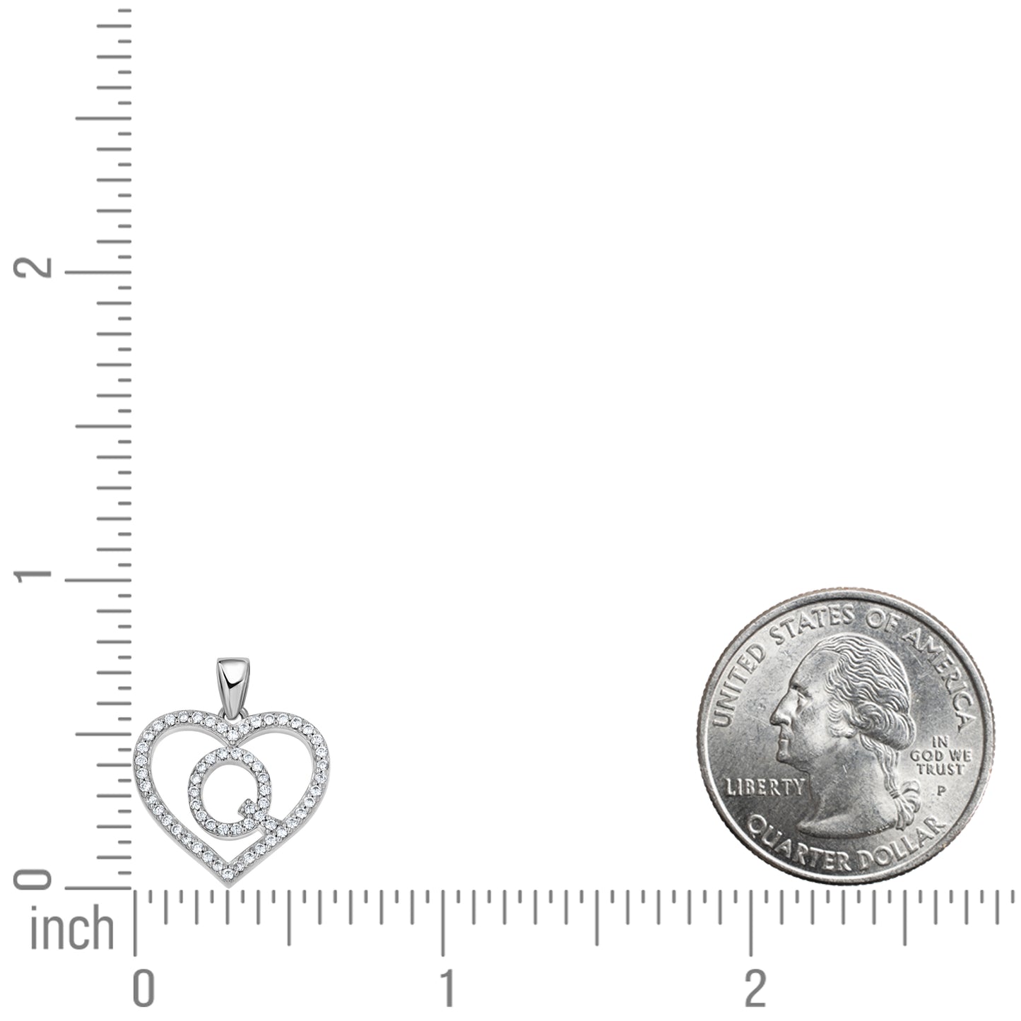 925 Sterling Silver Cz Initial Letter Pendant "Q"