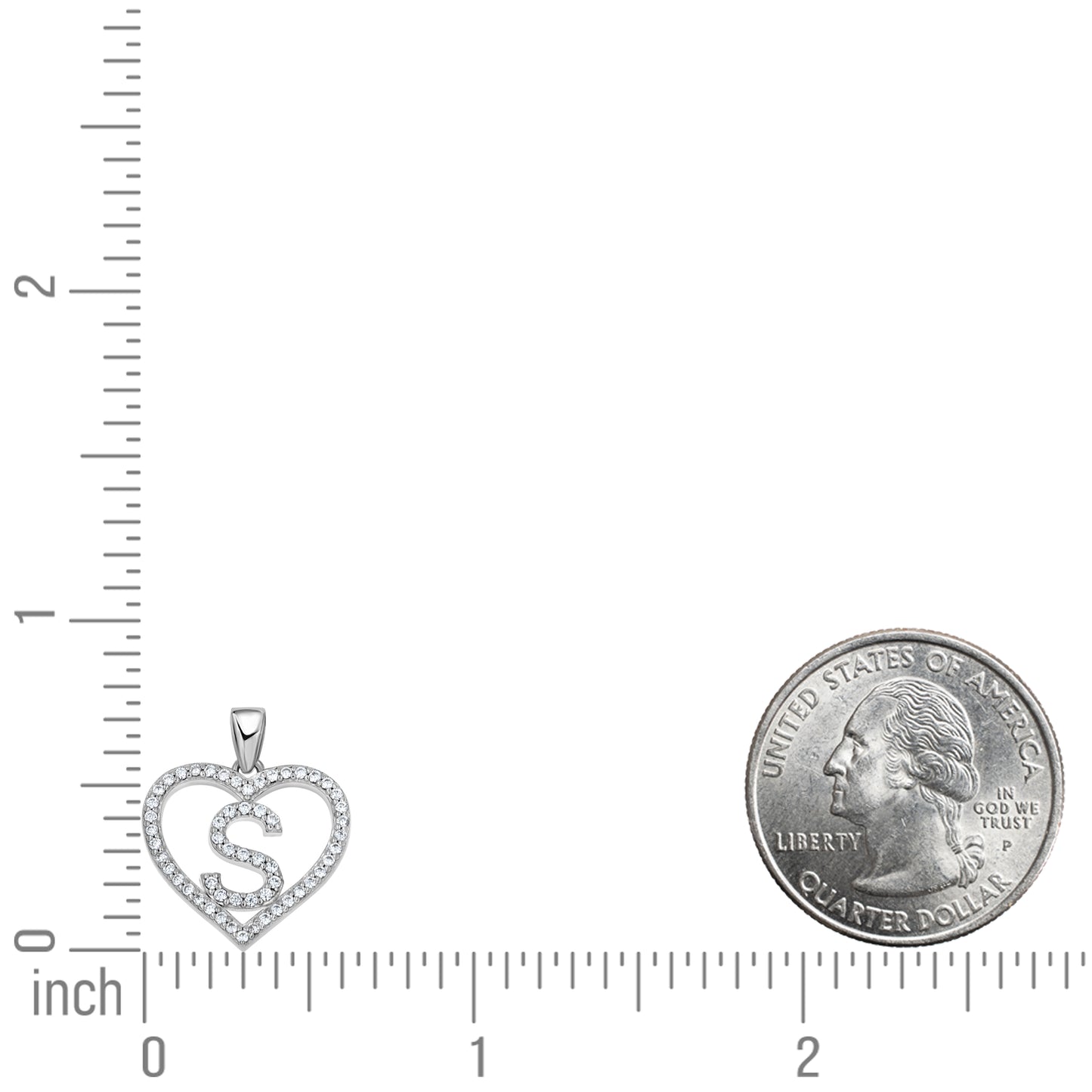 925 Sterling Silver Cz Initial Letter Pendant "S"