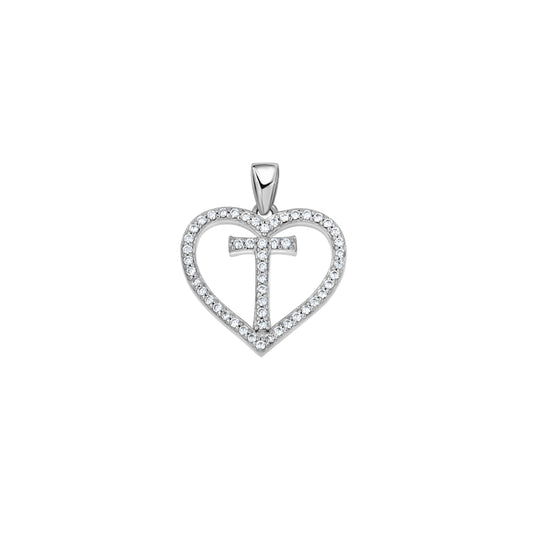 925 Sterling Silver Cz Initial Letter Pendant "T"