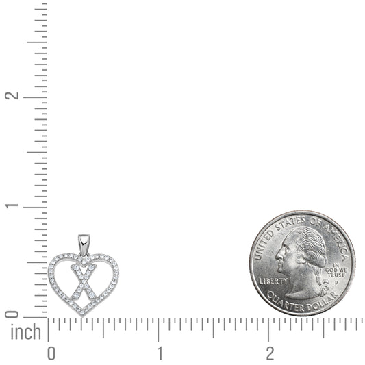 925 Sterling Silver Cz Initial Letter Pendant "X"