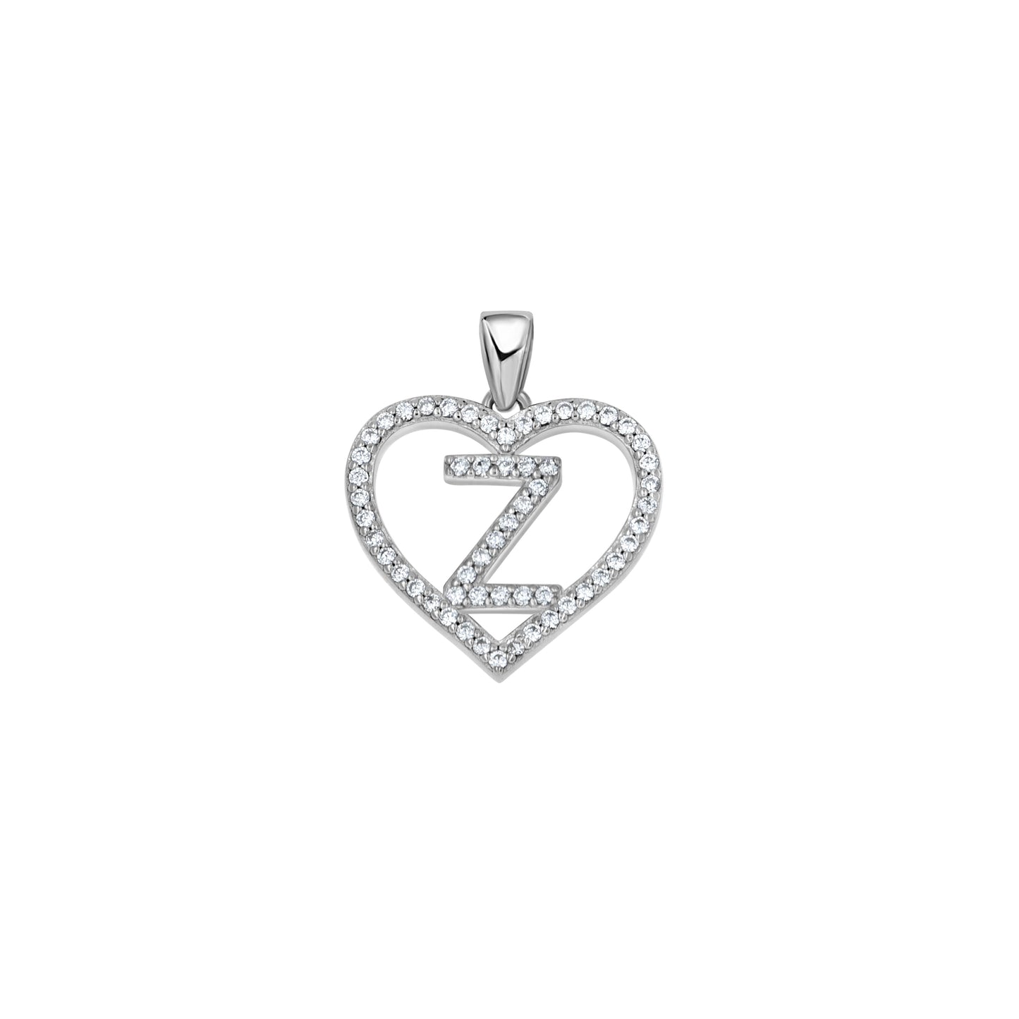 925 Sterling Silver Cz Initial Letter Pendant "Z"