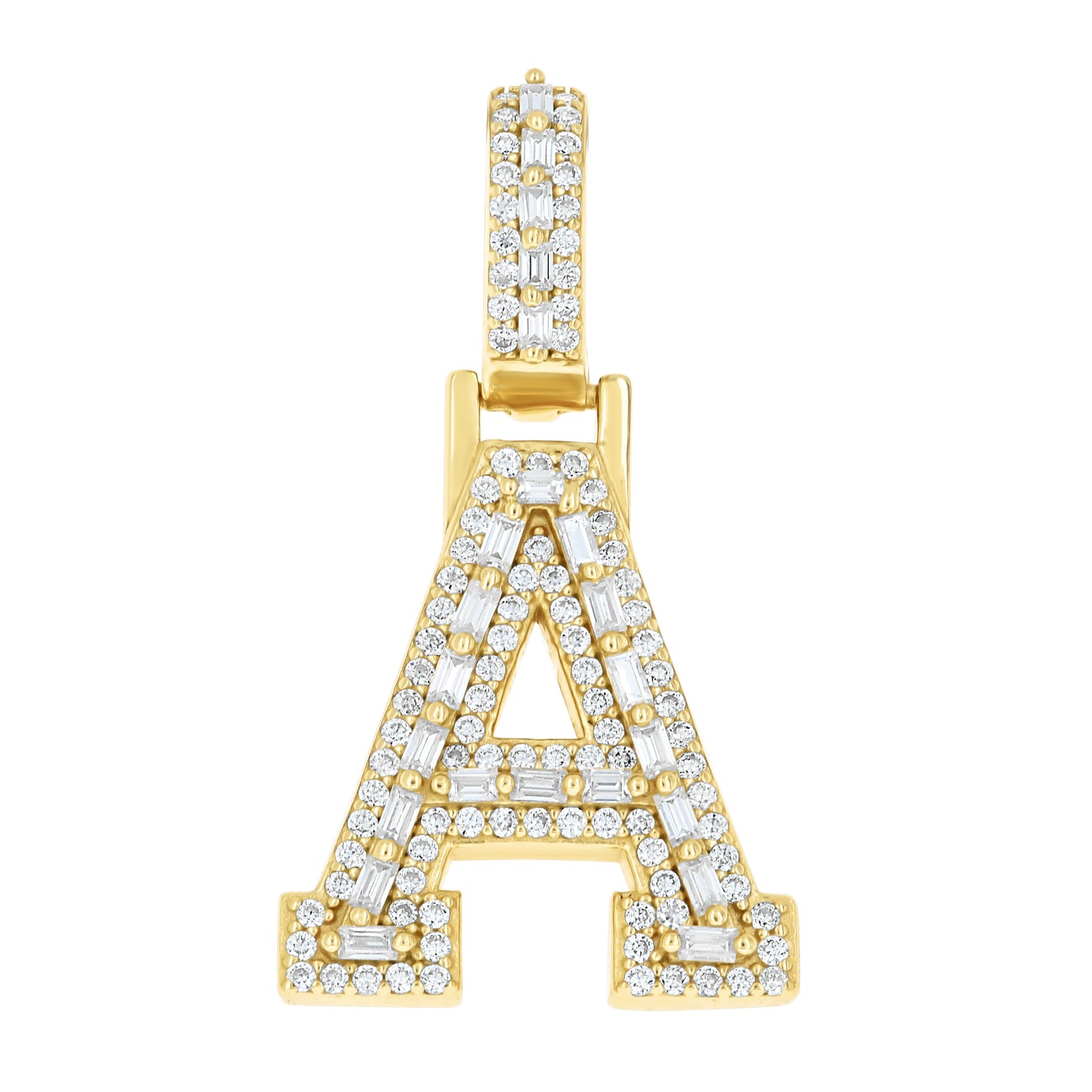 925 Sterling Silver Moissanite Initial A Pendant