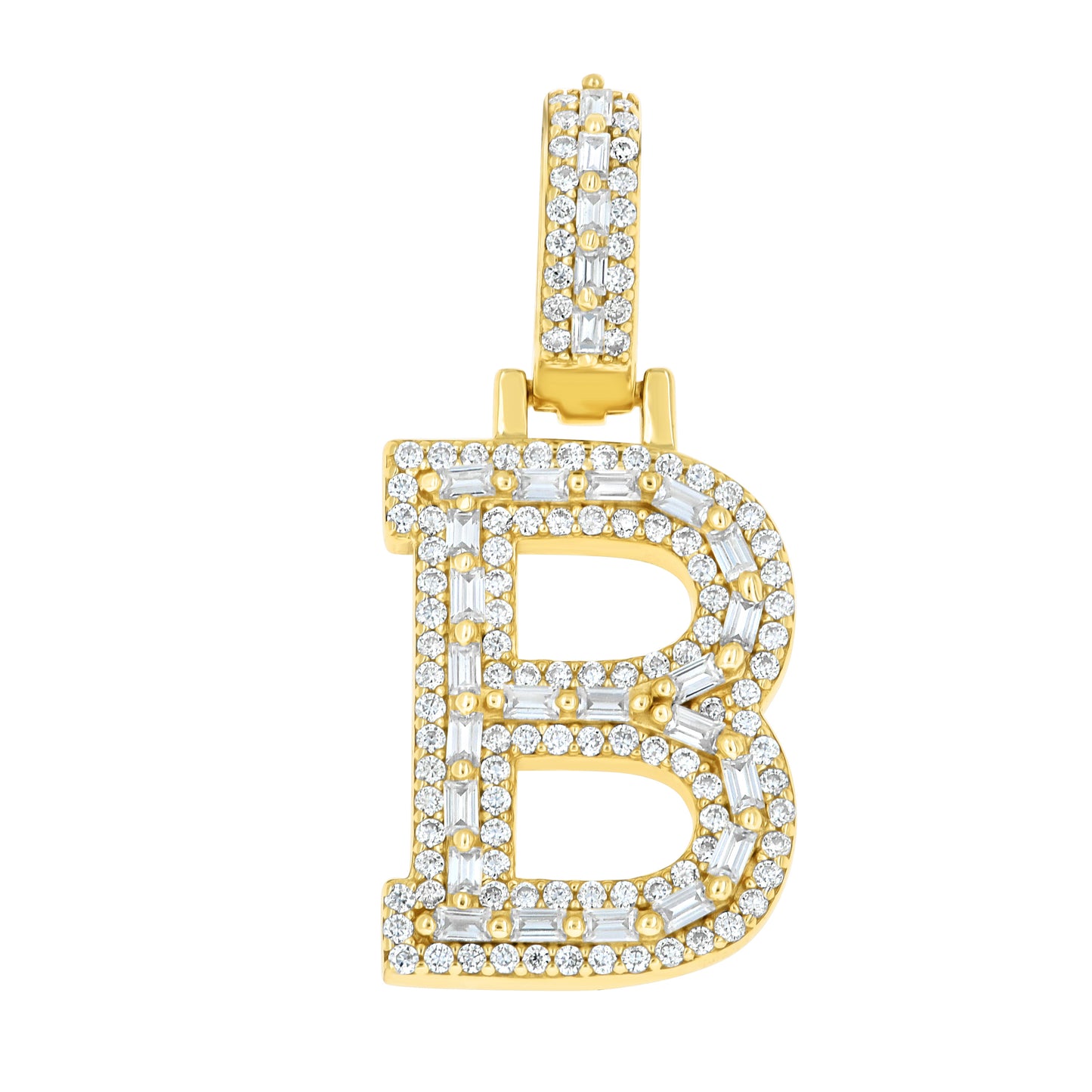 925 Sterling Silver Moissanite Initial B Pendant