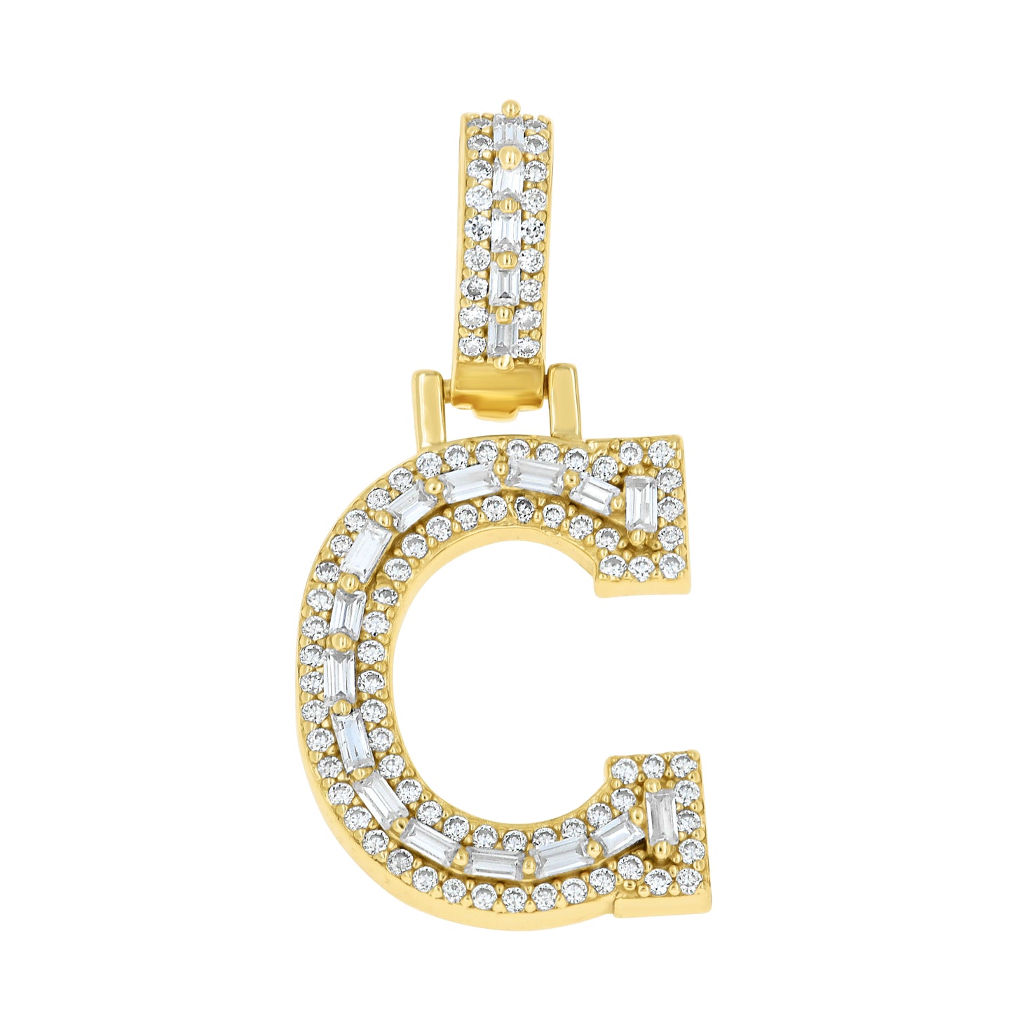 925 Sterling Silver Moissanite Initial C Pendant