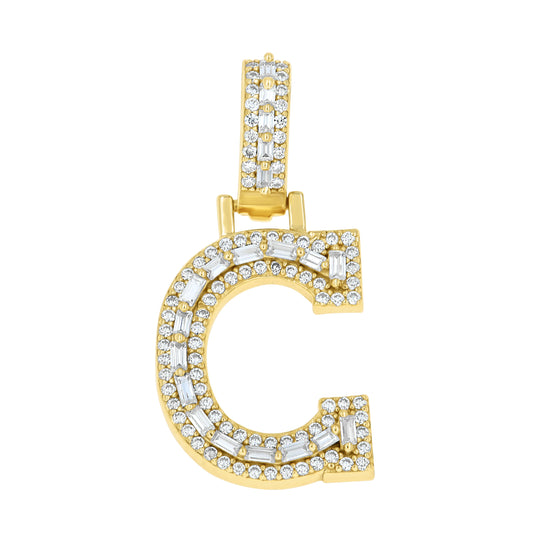 925 Sterling Silver Moissanite Initial C Pendant