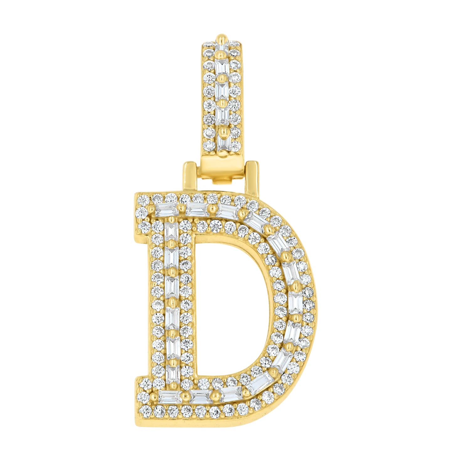 925 Sterling Silver Moissanite Initial D Pendant