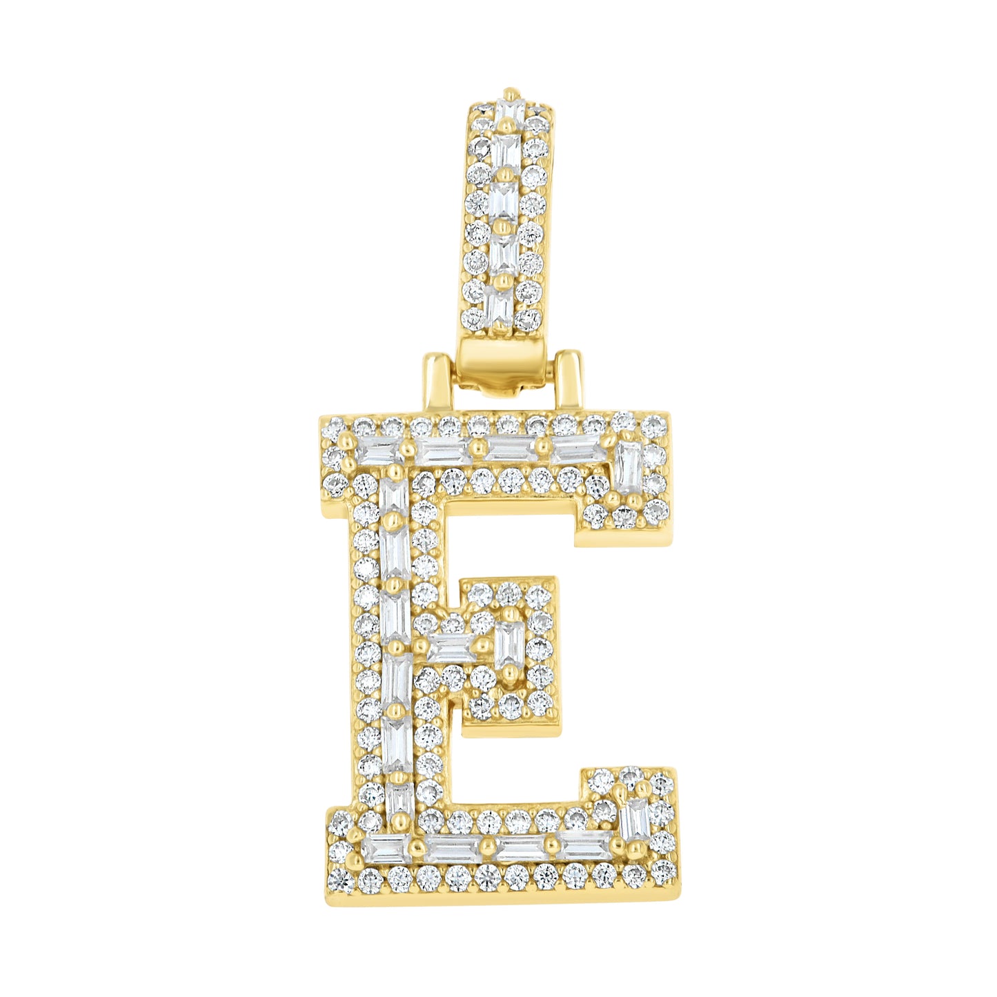 925 Sterling Silver Moissanite Initial E Pendant