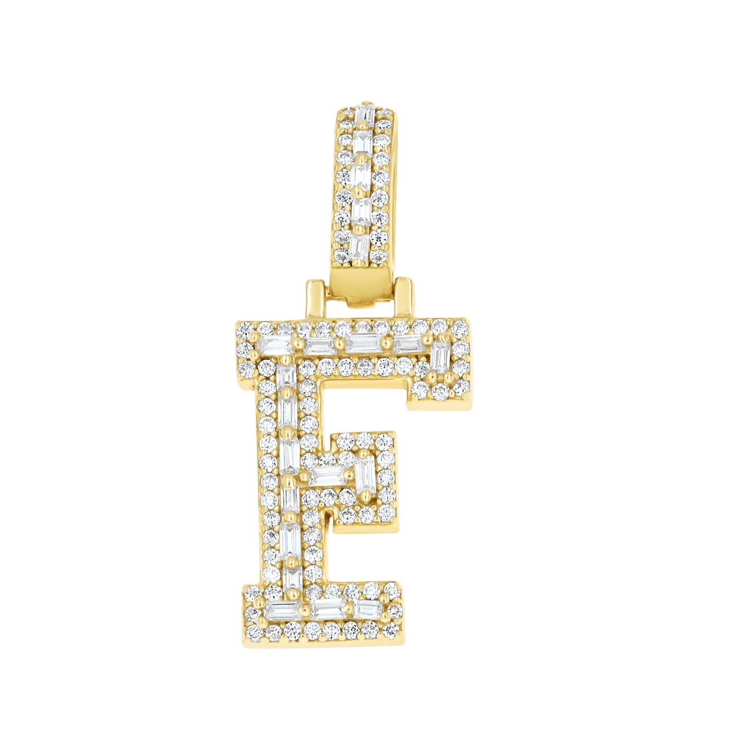 925 Sterling Silver Moissanite Initial F Pendant