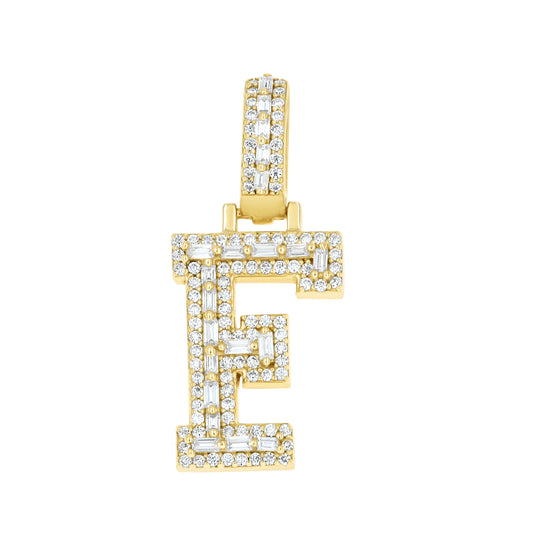 925 Sterling Silver Moissanite Initial F Pendant