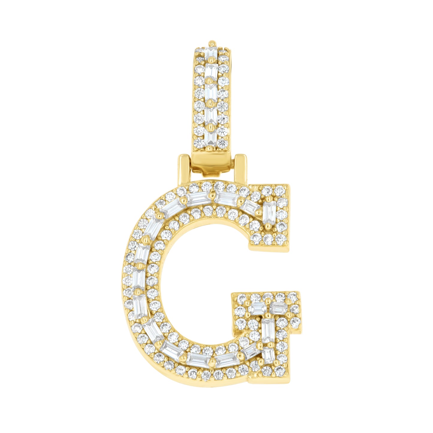 925 Sterling Silver Moissanite Initial G Pendant