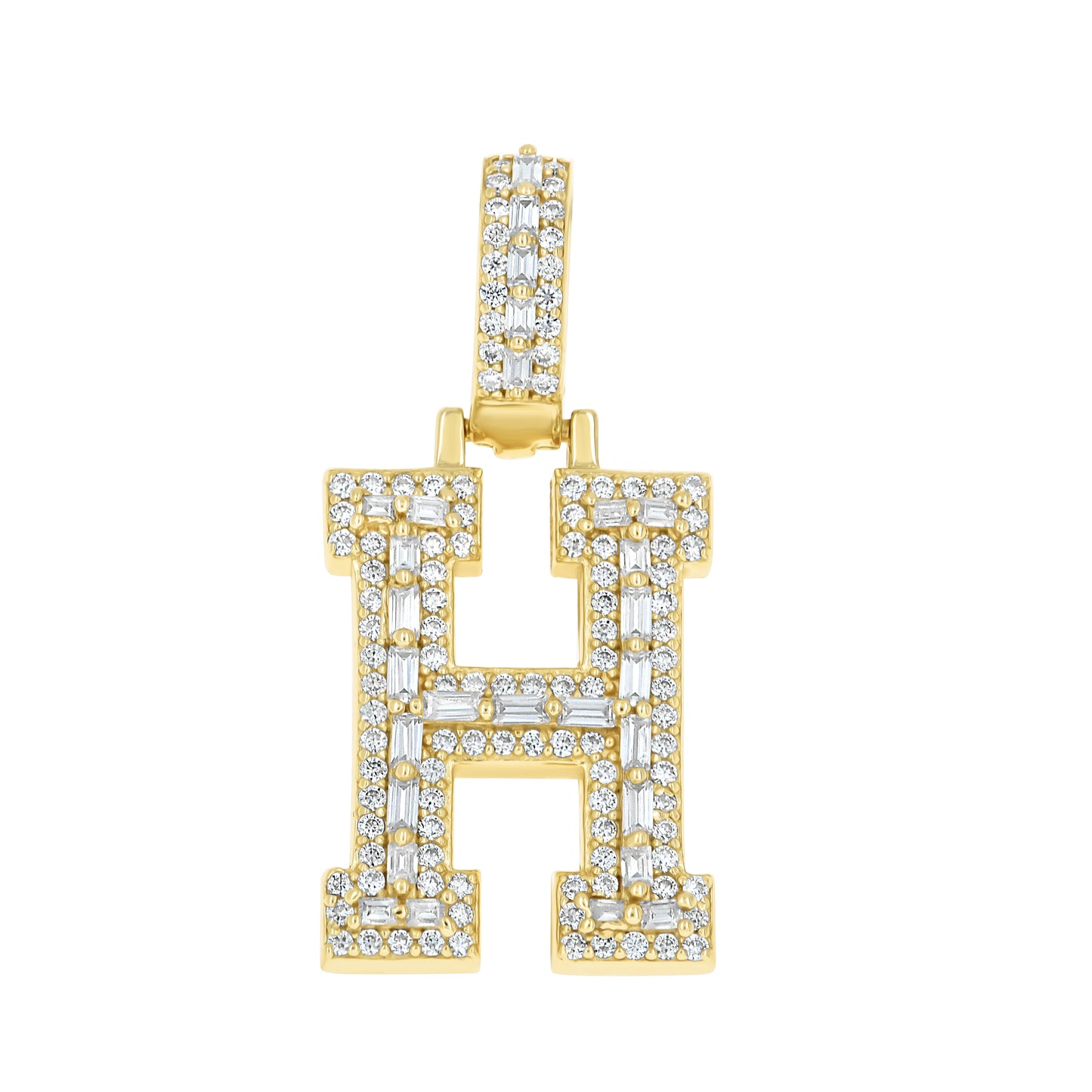 925 Sterling Silver Moissanite Initial H Pendant