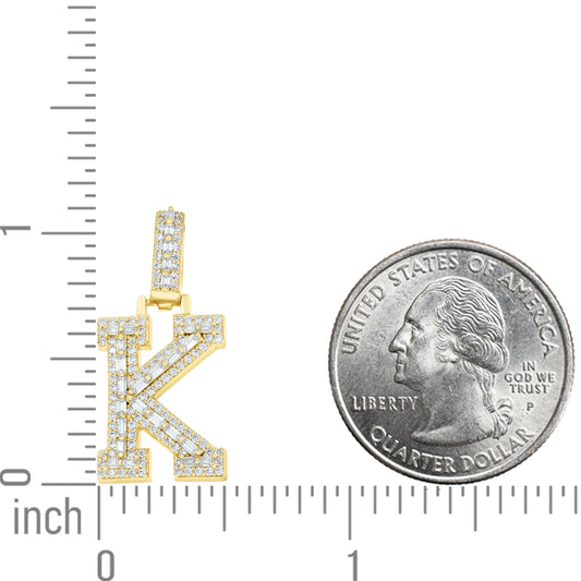 925 Sterling Silver Moissanite Initial K Pendant