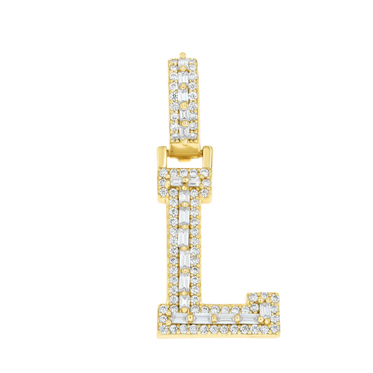 925 Sterling Silver Moissanite Initial L Pendant