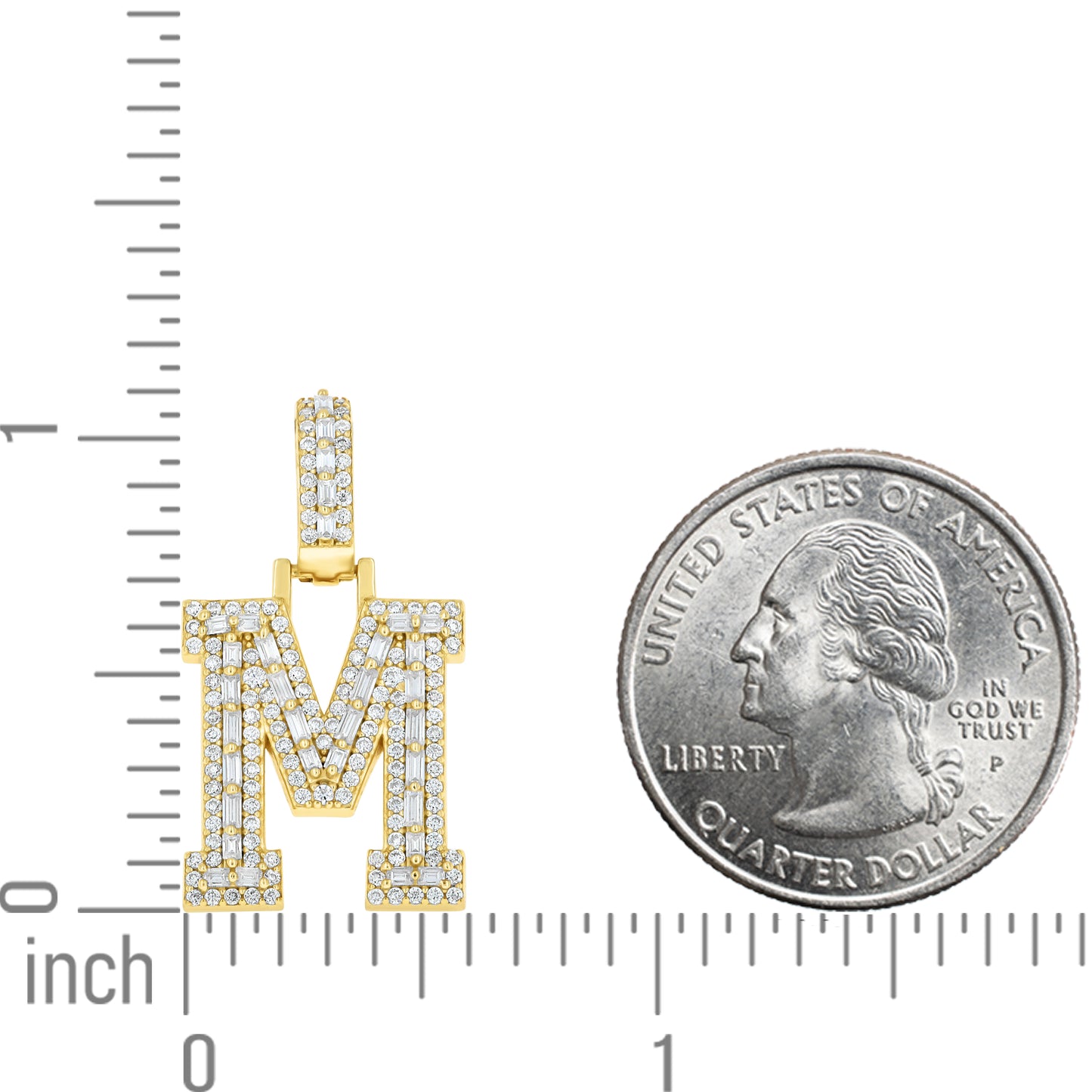 925 Sterling Silver Moissanite Initial M Pendant