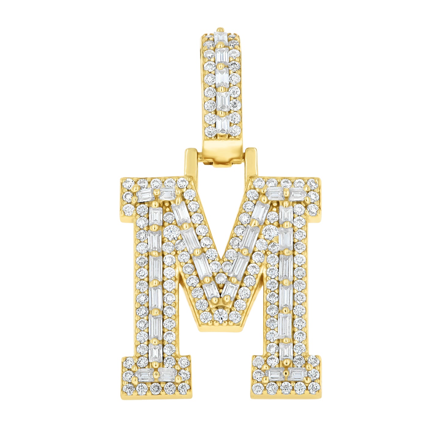 925 Sterling Silver Moissanite Initial M Pendant