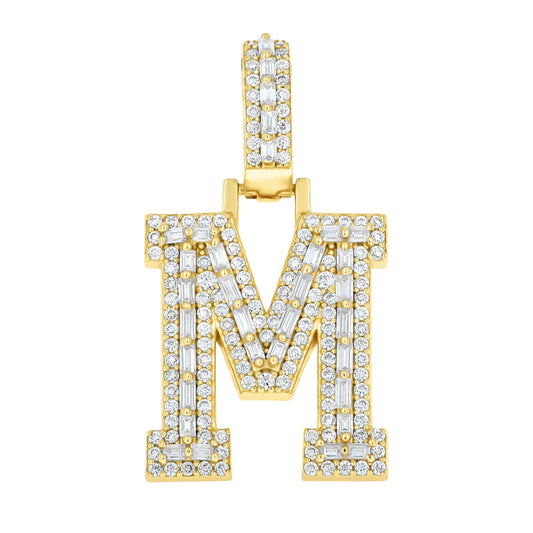 925 Sterling Silver Moissanite Initial M Pendant